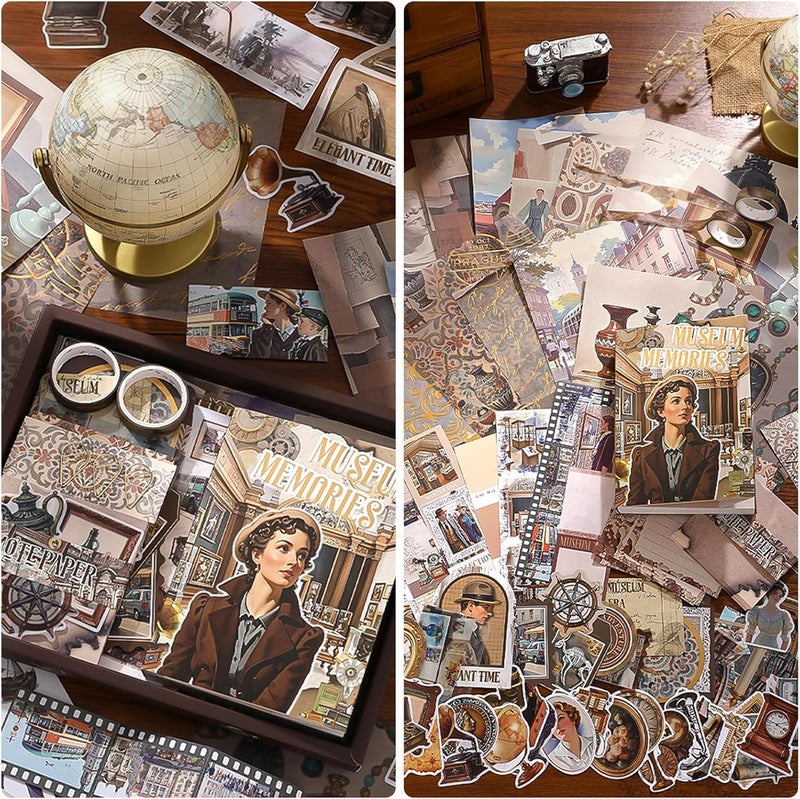 OFFIGIFT Scrapbooking Supplies Kit: Vintage Aesthetic Scrapbook Kit, Junk Journal Supplies with Scrapbook Stickers Paper, Journaling Supplies, Birthday Craft Gift for Adult, Museum Memories - Image 2